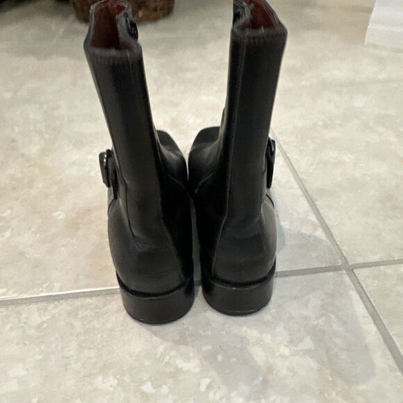 Cole Haan Country Women 7.5 B black Leather Zip Buckle Boots D12160 Square toe - Picture 4 of 8